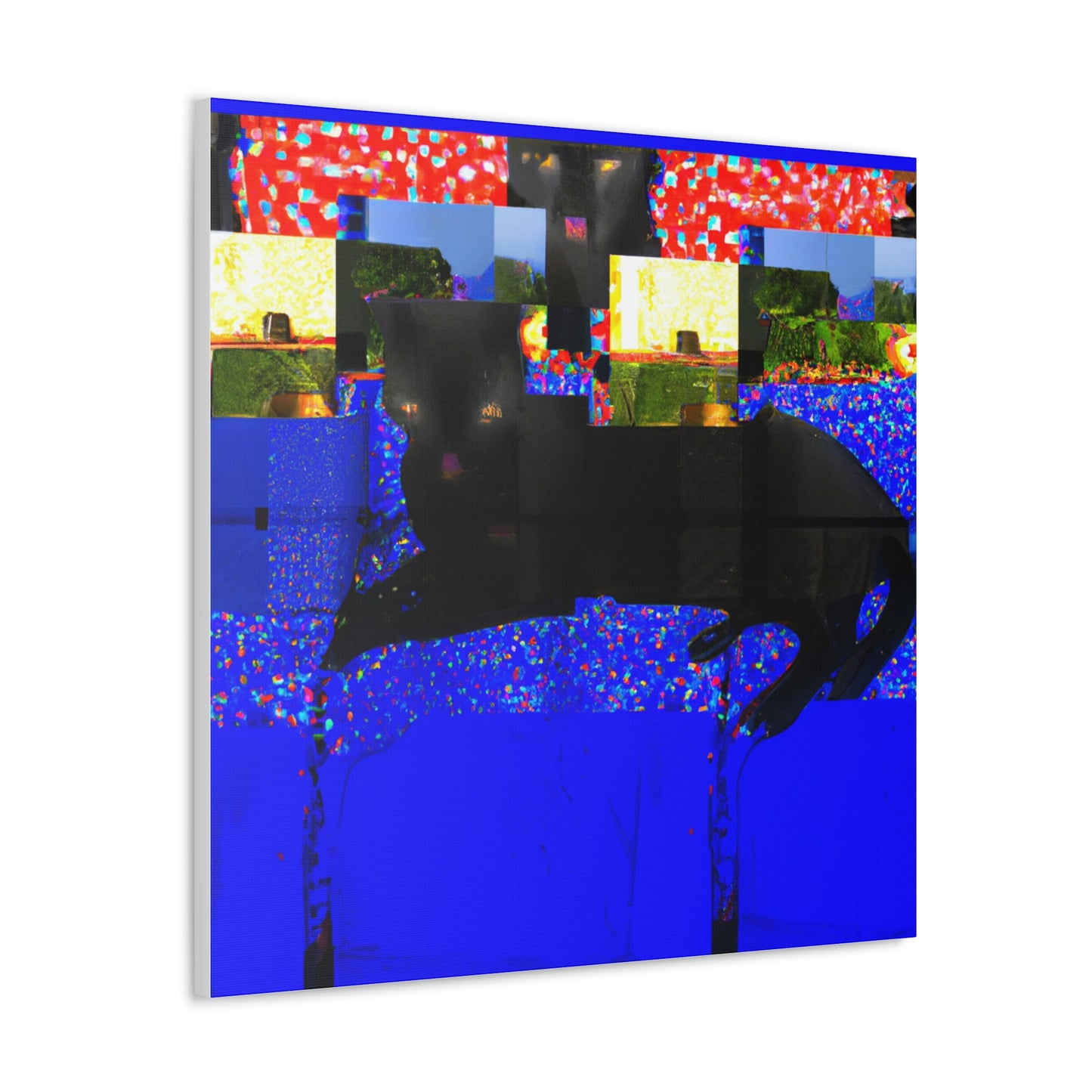 "Black Cat Wall Art | David Hockney Inspired Canvas Print" by PenPencilArt