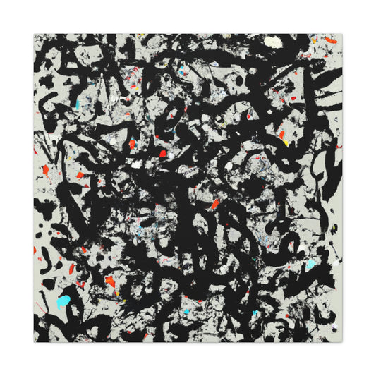 "Canvas Print of Black Cat Inspired by Jackson Pollock | Modern Wall Art" by PenPencilArt