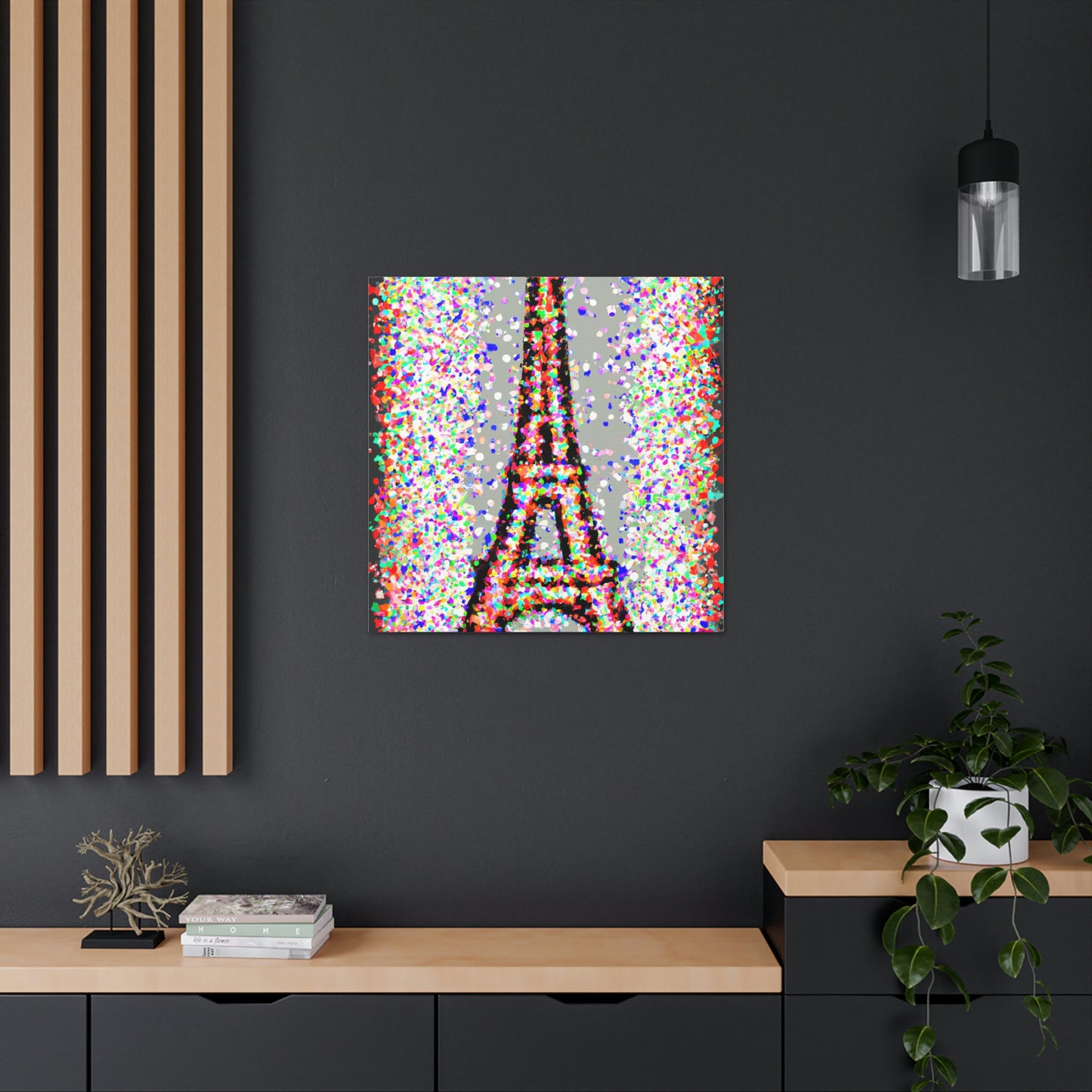 "Sparkling Eiffel Tower Canvas Print in Jasper Johns-Inspired Style" by PenPencilArt